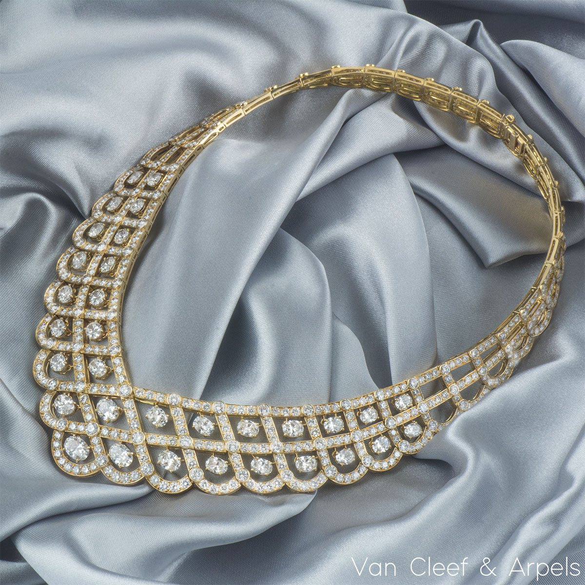 Van Cleef & Arpels Yellow Gold Diamond Vintage Bogota Necklace 57.40ct F-G/VS-VVS